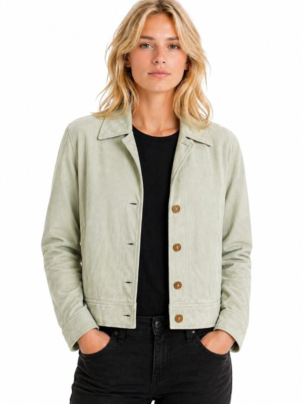 Linda Allard Ellen Tracy Moss Green Suede Jacket NWT